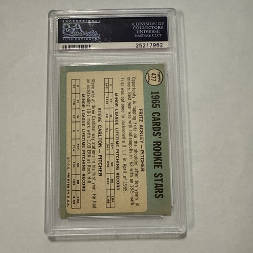 1965 Topps Cardinals Rookies Fritz Ackley/ Steve Carlton Card #477 PSA 4 - Picture 2 of 2