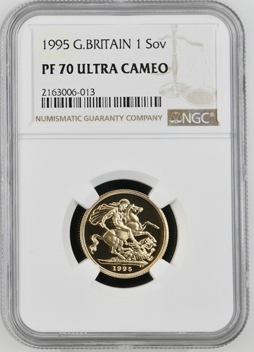 1995 Great Britain Gold 1 Sovereign Elizabeth II NGC Graded PF70 Ultra Cameo