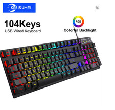 Gaming Tastatur RGB Beleuchtung 104 Tasten USB PC Laptop QWERTY Mechanical Feel