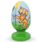 Teddy Bear and Cat Party Celebrating Wooden Figurine