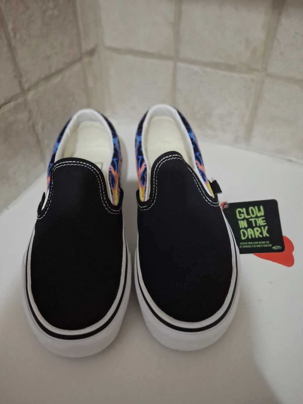 Scarpe da skate VANS Glow In The Dark fiamma elettrica slip on da donna taglia 6 5