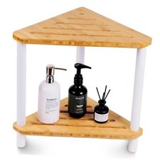 Bamboo Corner Shower Stool for Inside Shower,2-Tier Waterproof Shower OKI-ST002