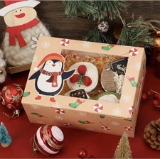 SUPERLELE 18pcs Christmas Bakery Boxes with Window 8.3x5.9x3.7inGift Wrapping