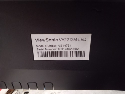 ViewSonic VS14761 Color Monitor. 22" LED. With Stand, VGA Cable, Manual, & Cord. - Picture 6 of 7