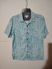 Sun  Stone Men's Regular Fit Geo Print Button-Down Shirt Blue Size S Small - G