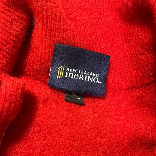 Suéter Pullover XL Rojo Nueva Zelanda Arte Kiwi Pesado Lana Merino Para Hombre 1/4 Cremallera - Imagen 5 de 9