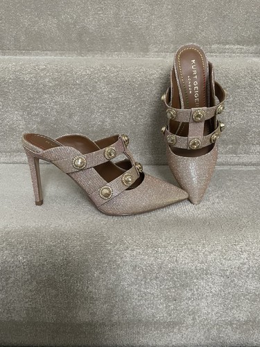 Kurt Geiger Octavia Gold Fabric Occasion Heeled Mules In Size 3 - Picture 10 of 19