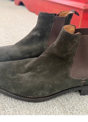 Russell & Bromley Men's Chelsea Boots Green Suede Pull On US 10 Almond Toe
