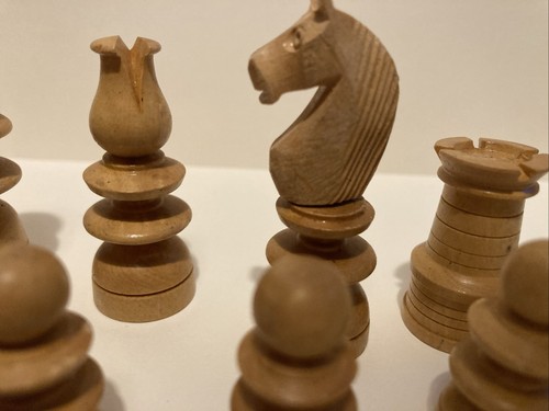 John Jacques Of London Wood Regency French Style Vintage Chess Men In Card Box - Afbeelding 15 van 24
