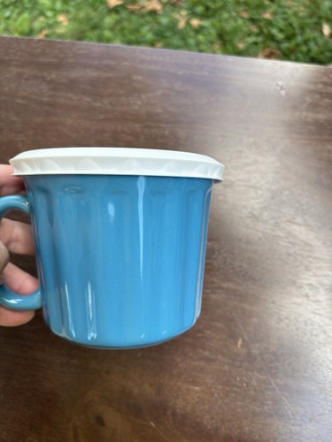 Tazza in gres Corning Ware colori zuppa blu peperoncino 16 oz con coperchio forno sicuro - Foto 5 di 14