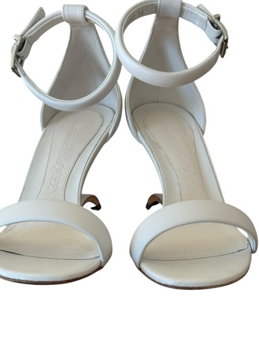 Alexander McQueen Arc Ankle Strap White Leather Sandals 38/8 Authentic - Picture 11 of 11
