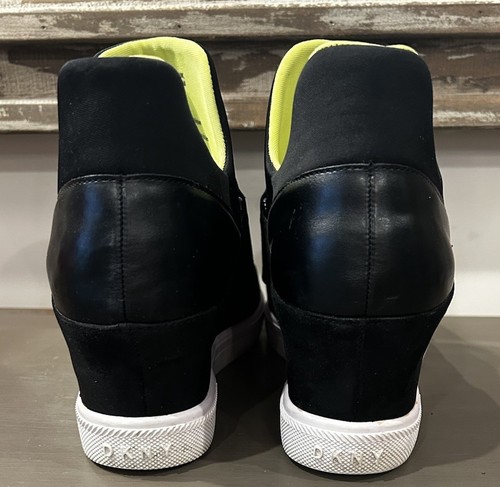 DKNY Womens Black Scuba Slip On Sneaker Hidden Wedge Heel Ankle Boot Size 7.5M - Picture 7 of 9
