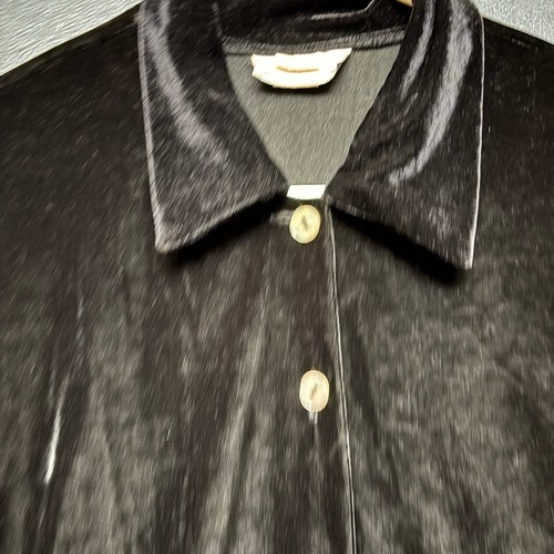 VTG Petite Impressions Velvet Shirt Made in USA Button Down Witchy Goth Soft - Picture 3 of 10