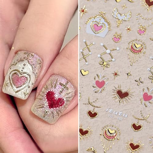 1 Blatt Valentinstag Nagelsticker 5D geprägt Herz Nailart Sticker - Bild 2 von 7