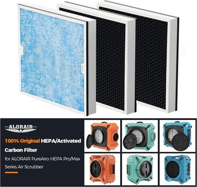 ALORAIR 3PCS HEPA/Activated Carbon Filter for Air Scrubber PureAiro HEPA Pro/Max