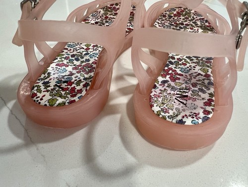 ZARA Toddler Girl Clear Light Pink Jelly Sandals- Floral Insole Sz EU 24/US 8 - Bild 14 von 24