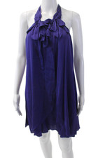 Elie Tahari Womens Silk Applique Sleeveless Mini A Line Sun Dress Purple Size 2