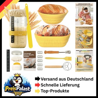 2 Gärkörbchen Silikon Set Sauerteig Brot backen 34 OZ 9'' + 10'' + Küchenzubehör