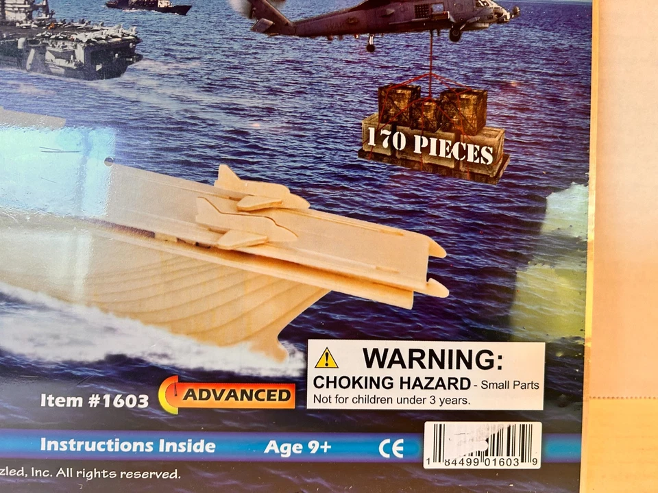 Nuevo - Rompecabezas de 170 piezas de madera 3D portaaviones desconcertado - Edades 9+ Foto 4 de 4