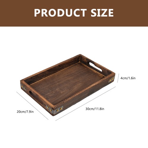 Wooden Vintage Style Wood Tray Wood Jewelry Tray Rectangular Solid Tea Cup Tray - Picture 8 of 12