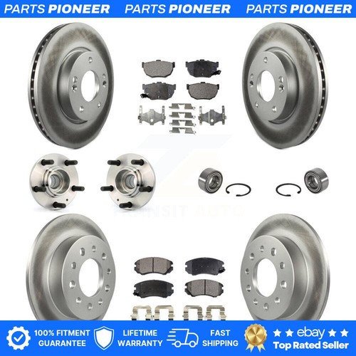Front Rear Hub Bearing Coated Brake Rotor And Pad Kit (10Pc) For Hyundai Tiburon - Picture 1 of 5
