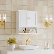 Bathroom Wall Cabinet with Door Over Toilet Storage Cabinet Adjustable Shelves