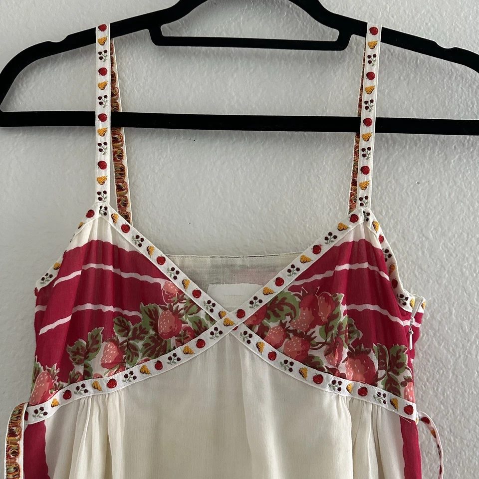 Anna Sui Dress Size 2 Strawberry Shortcake Fruit babydoll boho Festival Peasant - Image 4 of 4