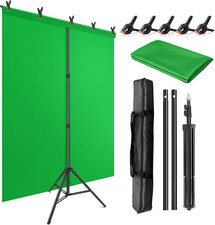 Green Screen Backdrop Kit with Stand, 5X6.5Ft Portable Green Screen Backdrop wit