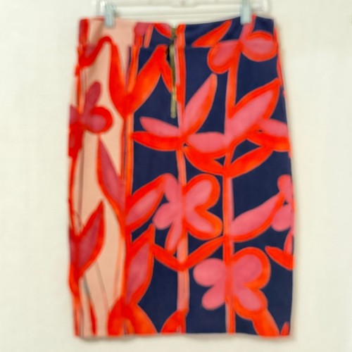 Maeve by Anthropologie Cordyline Pencil Skirt Sz Large Floral Stretch Navy Coral - Picture 3 of 11