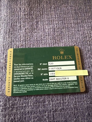 Rolex GMT-Master II 116710 LN Certificate Guarantee Warranty