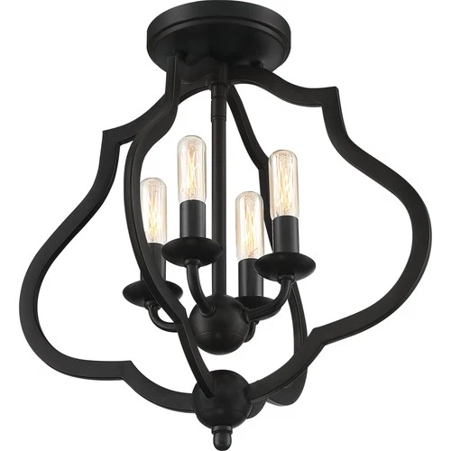 Quoizel OKF1715 O'Keefe 4 Light 15"W Semi-Flush Ceiling Fixture - Black - Picture 10 of 12