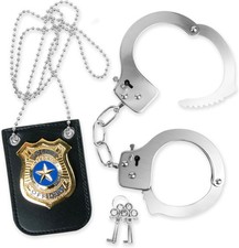 Police Toy Handcuffs Metal Badge for Kids Pretend Play Police Accessory K...