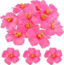 Pink Hawaiian Hibiscus Flowers Artificial, 10pcs Faux Tropical Flowers for Party