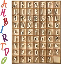 248 Pcs 1 Inch Wood Alphabet Letters Numbers Blank Unfinished Wooden Letters ...