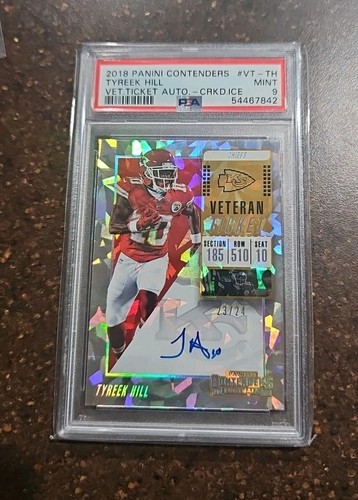 2018 Panini Contenders Tyreek Hill Veteran Ticket Cracked Ice Auto /24 Psa 9