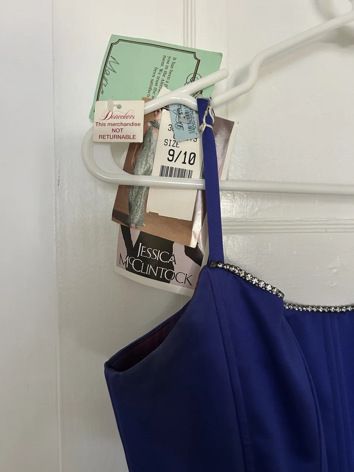 Vestido Formal Largo Azul Jessica McClintock Talla 9/10 Sin Tirantes Baile de graduación Y2K Foto 4 de 4