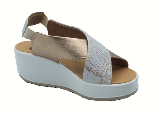 Igi&Co 7665755 Pyton Rio Platino Sandali per Donna in pelle con zeppa alta - Imagen 2 de 3