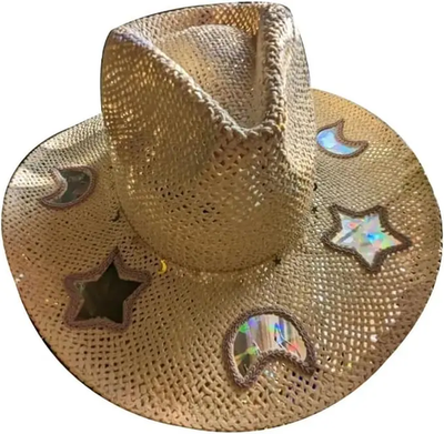 Suncatcher Cowgirl Straw Prism Hat Hand-Woven Wide Shapeable  display picture 2