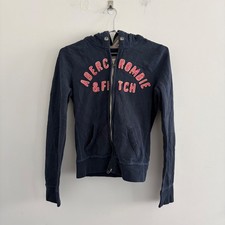 Abercrombie  Fitch Womens Navy Blue Full Zip Hoodie Logo Medium