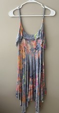 Kimchi Blue Urban Outfitters Sundress Sz XS Floral Rayon Adj Straps Hi/Low Hem