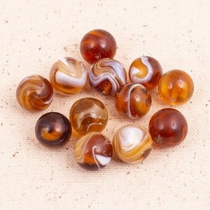 12- Amber Slag Machine-made Marbles ~5/8" +/- 1/32"