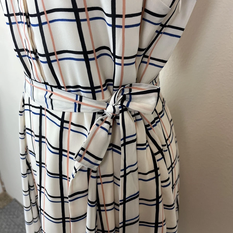 Banana Republic 衬衫连衣裙女式 6P 白色格子腰带口袋学院风 — 第 4/4 张图片