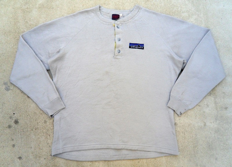 Vtg 80's Patagonia Polypropylene Fleece Henley Shirts Sz XL grey Deka tag USA