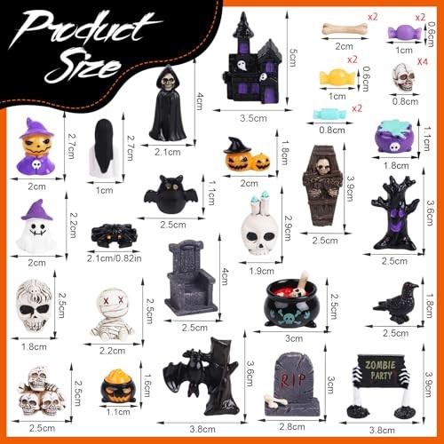 Halloween Figurine in Miniatura, 40 Pezzi Mini Resina Decorazioni Artigianali Piccole - Foto 2 di 6