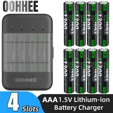 8PCS AAA 1.5V 1300mWh Rechargeable Lithium Battery with 4-slot Thin Charing Box
