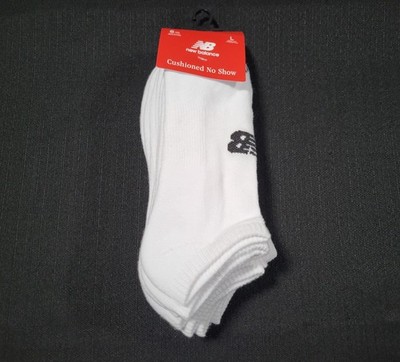 New Balance Mens Performance Cushion No Show 6 Pairs socks white SIZE 9-12