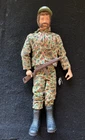 1964 Hasbro GI JOE Action Figure * Brown Flocked Hair & Beard *Hat Rifle Granade