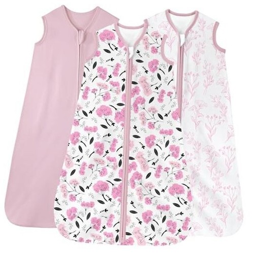 Baby Sleep Sack 0-6 months, 100% Cotton Sleeping Sack for Small Pink Flower