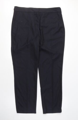 Zara Womens Blue Striped Polyester Chino Trousers Size 20 L28 in Regular Zip - E
