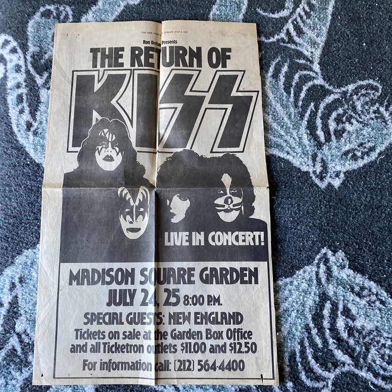 1979 Kiss newspaper New York Times 7/8/1979 ULTRA RARE KISS  Must Have Original